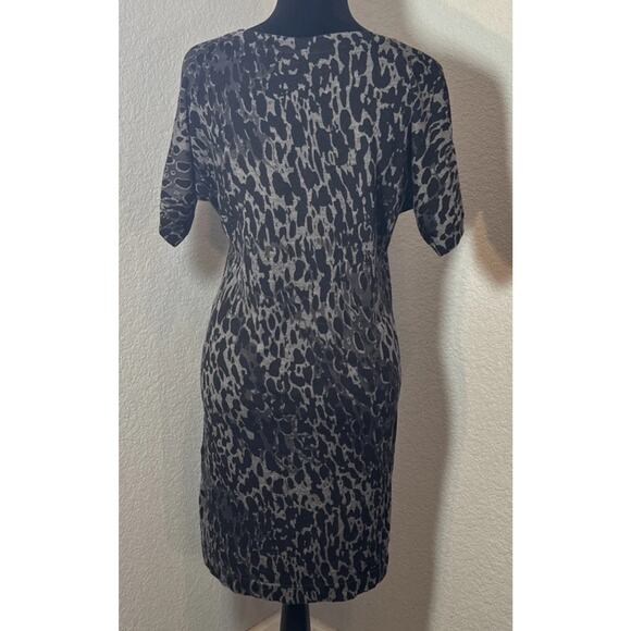 Loft Gray Black Animal Print 100% Wool Knit Sweater Dress Size M Mobwife - Picture 8 of 14